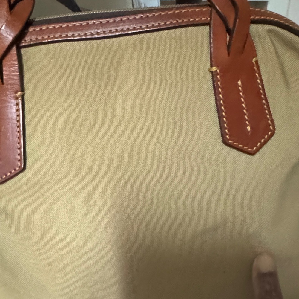 Dooney & Bourke Tan Canvas Satchel with Brown Leather Accents - Picture 3 of 9